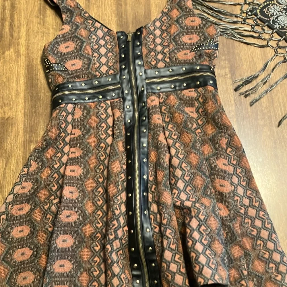 Free People Santa Anna Leather Trim dress - Picture 3 of 6